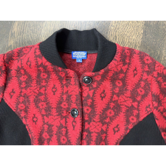 Pendleton Red‎ and Black Wool Southwest Cardigan Jacket~ 1X - Picture 6 of 7